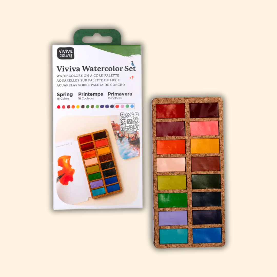 Spring Pans Watercolor Set – 16 Colors (Eco-Friendly, Handcrafted), by Viviva Colors