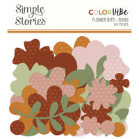 Simple Stories Color Vibe Flowers Bits & Pieces Boho – 143 Die-Cut Cardstock Floral Pieces