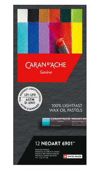 NeoArt 6901 Pastels – Set of 12 Professional Wax & Oil Pastels, by Caran d’Ache