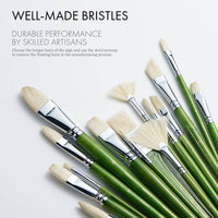 ARTIFY 15-Piece Oil Paint Brush Set – Pure Hog Bristle Brushes for Professional Oil Painting (Long Handle))