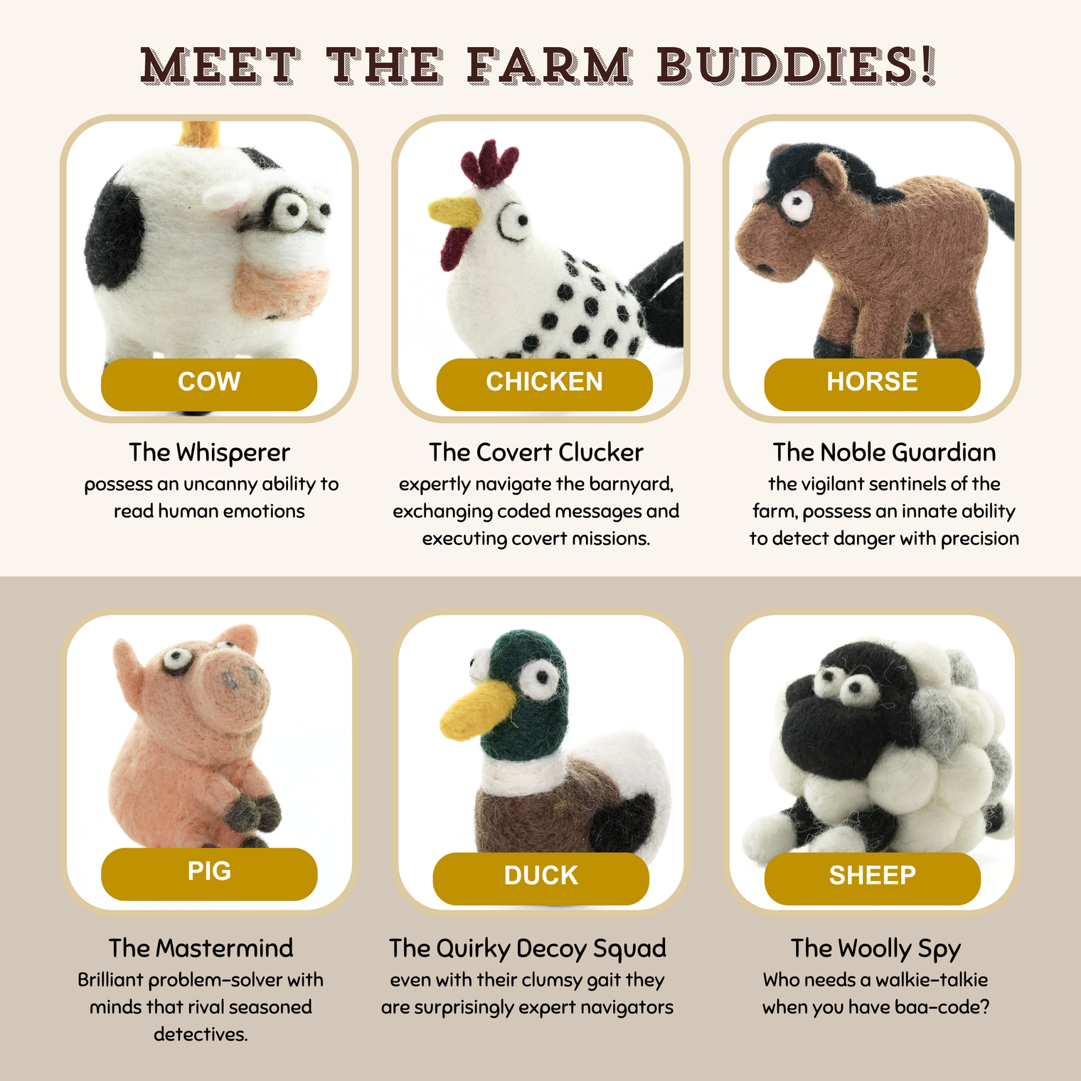 DIY Needle Felting Farm Collection Kit – 6 Farm Animal Craft Kit by Woolbuddy