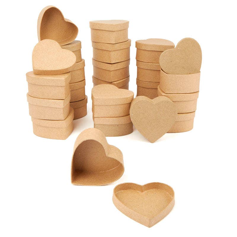 Small Heart Paper Mache Box – 3" DIY Gift & Jewelry Box (Pre-Made)