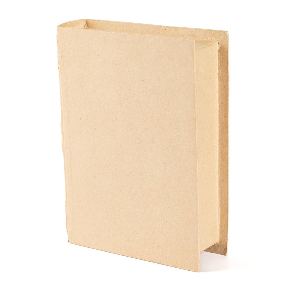 Paper Mache Book Shape Box – 7-3/4" x 6" x 1-3/4" (DIY Gift & Storage Box)