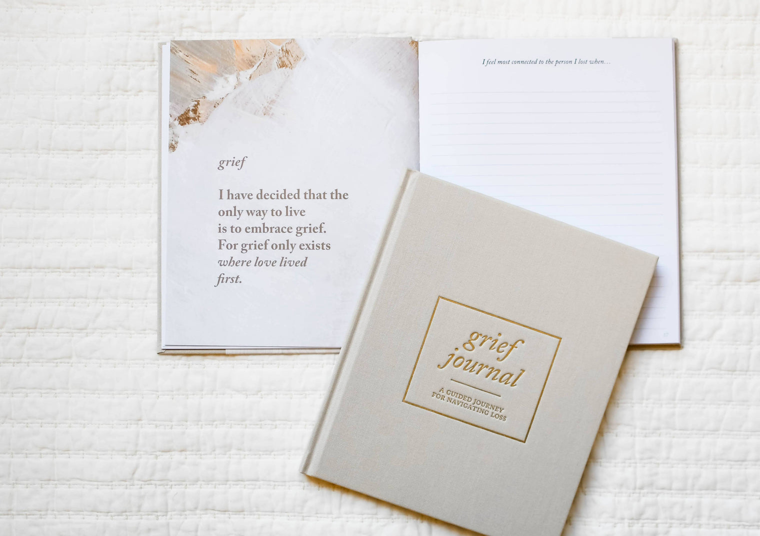 Grief Journal, Guided Grief & Memory Journal – Teal & Sand