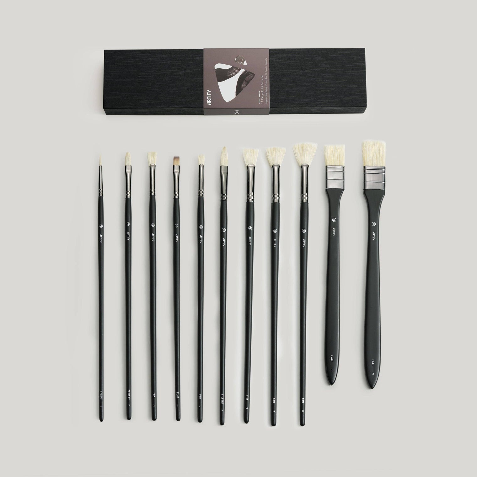 ARTIFY 11-Piece Oil Paint Brush Set – Professional Hog Bristle Artist Brushes