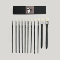 ARTIFY 11-Piece Oil Paint Brush Set – Professional Hog Bristle Artist Brushes
