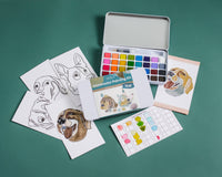 Painted Pups Watercolor Painting Kit – Portable Art Set with Water Brush & Tin Case