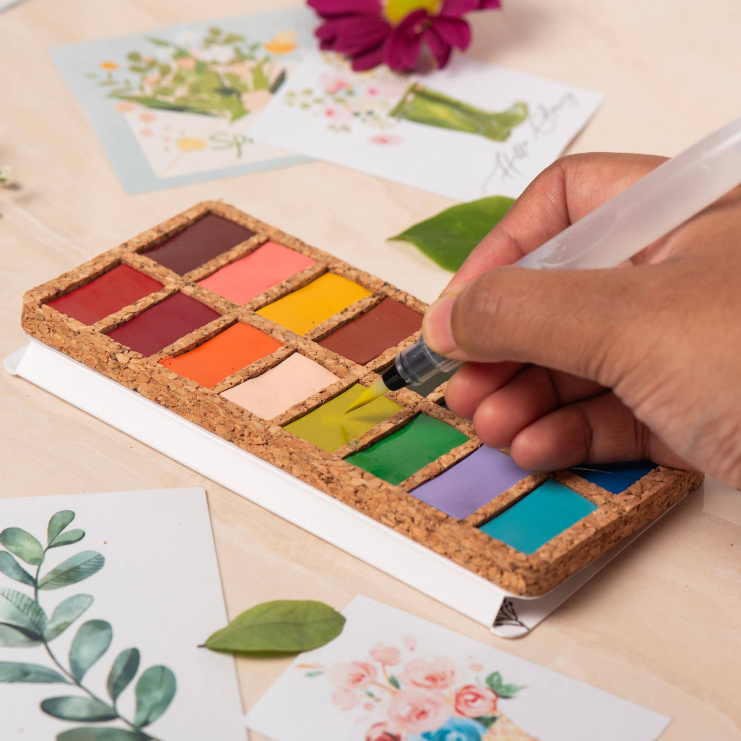 Spring Pans Watercolor Set – 16 Colors (Eco-Friendly, Handcrafted), by Viviva Colors