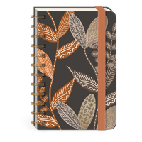 Spiral Pocket Notebook Leaves by Punch Studio, Mini Notebook with Foil Accents & Bungee Closure