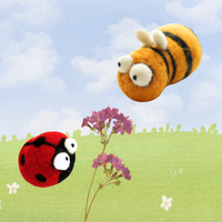 DIY Needle Felting Kit, Bee and Ladybug – Beginner Wool Craft Set by Woolbuddy