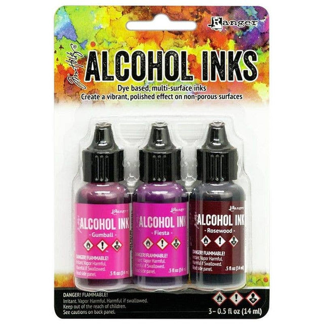 Tim Holtz Alcohol Ink Set – 3 Colors- Multiple Variations (0.5 oz Bottles, Dye-Based, Multi-Surface)