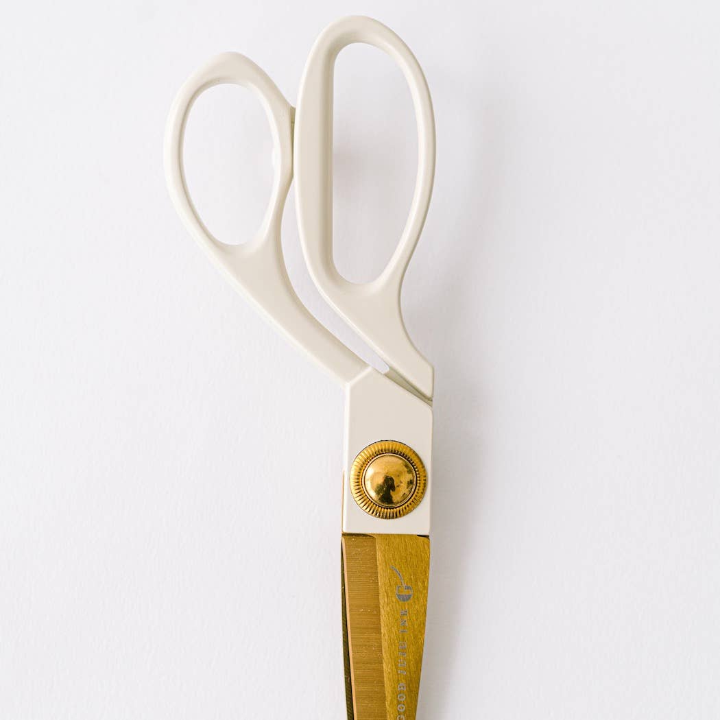 Ivory & Gold Heirloom Scissors with Case – Petunia Pink Vegan Leather Set, by Good Juju Ink