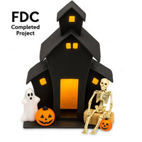 Premade Whimsical Paper Mache House, 4-1/4" x 7-1/2" x 3" Decorative Craft House for Painting & Seasonal Display