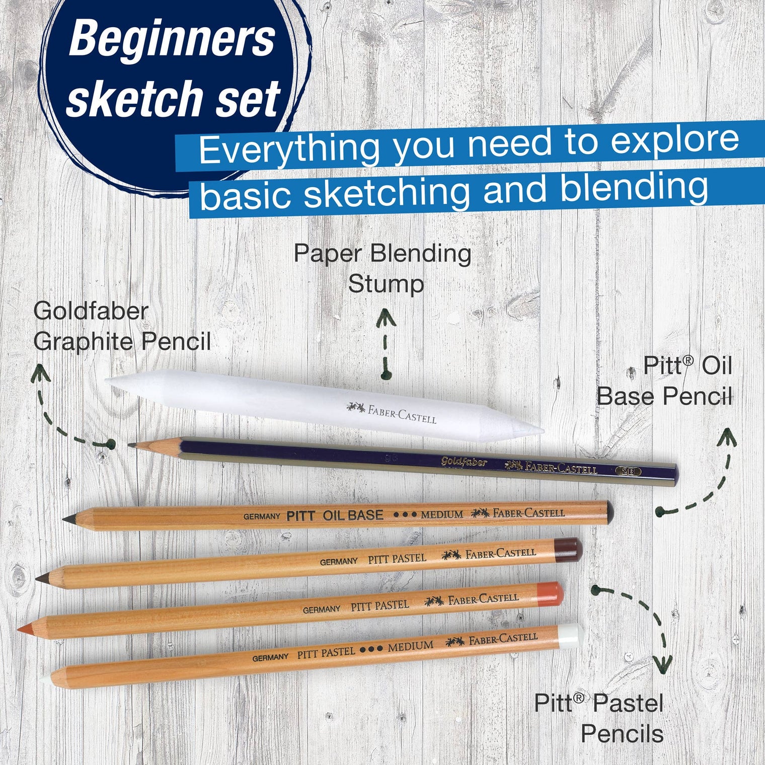 Goldfaber Classic Sketch Set for Drawing (Graphite & Pastel Pencils), by Faber-Castell