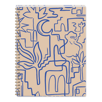 Destinations Linework Spiral Sketchbook by Punch Studio, Blank Perforated Sketchbook with Pocket