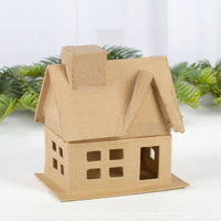 Premade Paper Mache House Box,  4" x 2-3/4" x 4-1/4" Craft House for Painting, Decorating & Seasonal Displays
