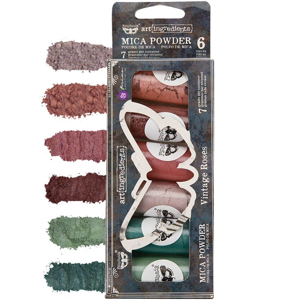 Prima Marketing Art Ingredients Mica Powder Set Vintage Roses – 6 x 7g Craft Pigment Powders