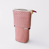 Luxe Standing Pencil Pouch, Blush Pink – Vegan Leather Free-Standing Organizer, by Good Juju Ink