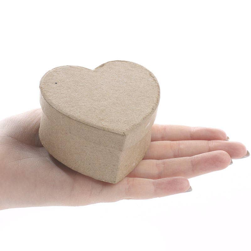 Small Heart Paper Mache Box – 3" DIY Gift & Jewelry Box (Pre-Made)