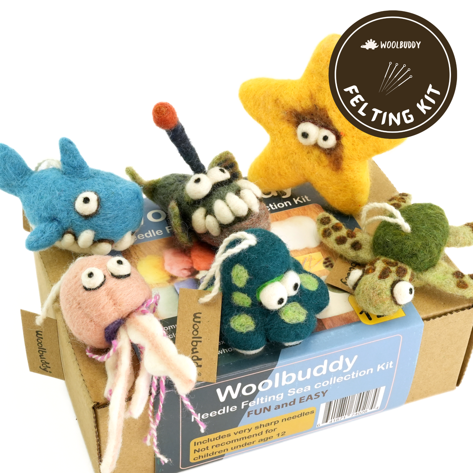 DIY Needle Felting Sea Collection Kit – 6 Ocean Animal Craft Set by Woolbuddy