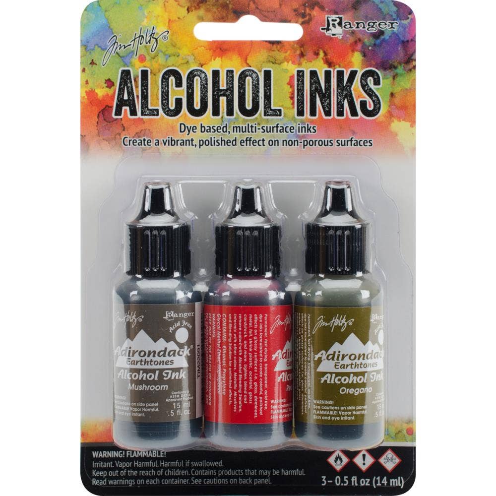 Tim Holtz Alcohol Ink Set – 3 Colors- Multiple Variations (0.5 oz Bottles, Dye-Based, Multi-Surface)