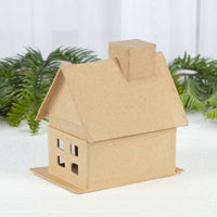 Premade Paper Mache House Box,  4" x 2-3/4" x 4-1/4" Craft House for Painting, Decorating & Seasonal Displays