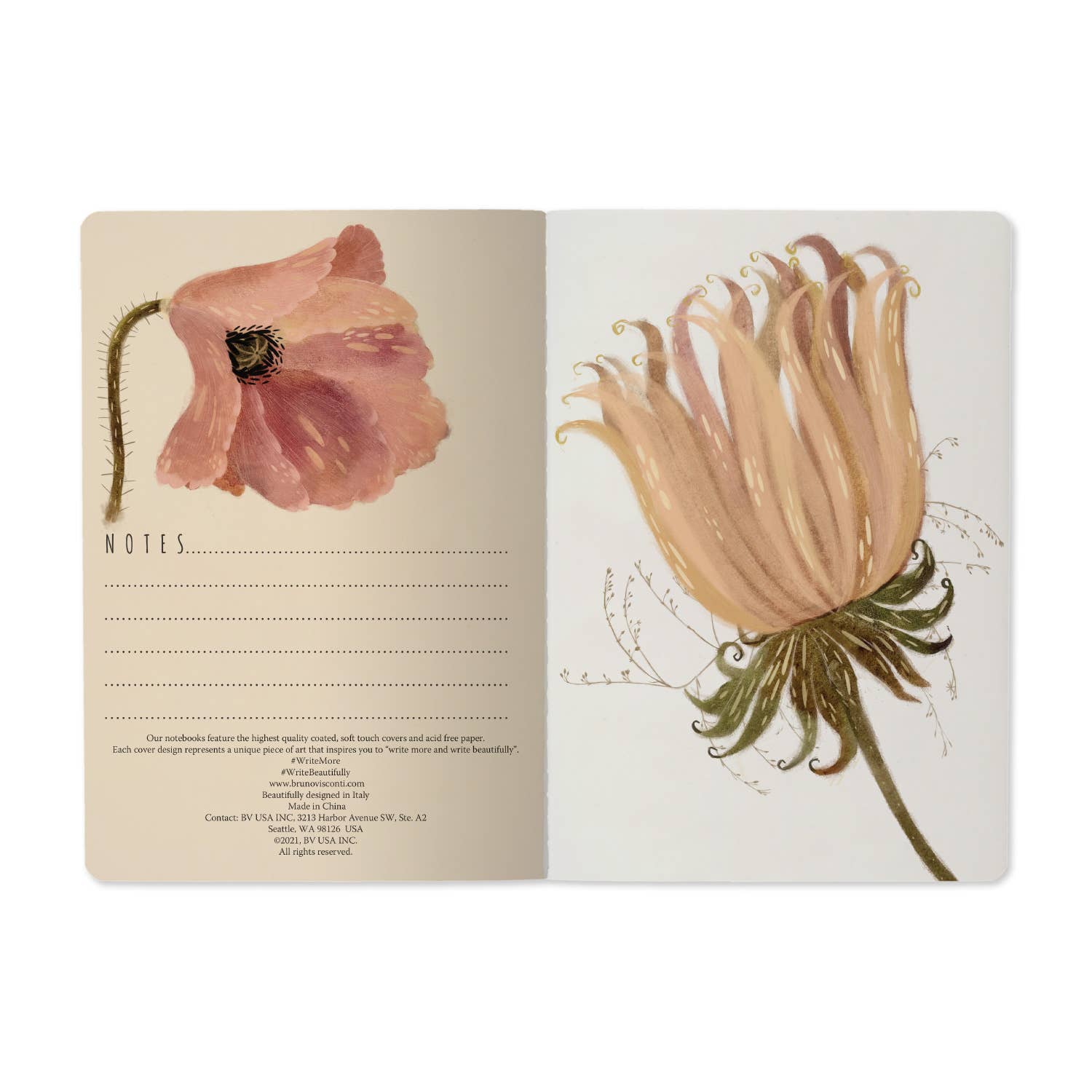 Soft Petals Notebook – Ruled Journal 8.27 x 5.83 in, 40 Pages, BV by Bruno Visconti