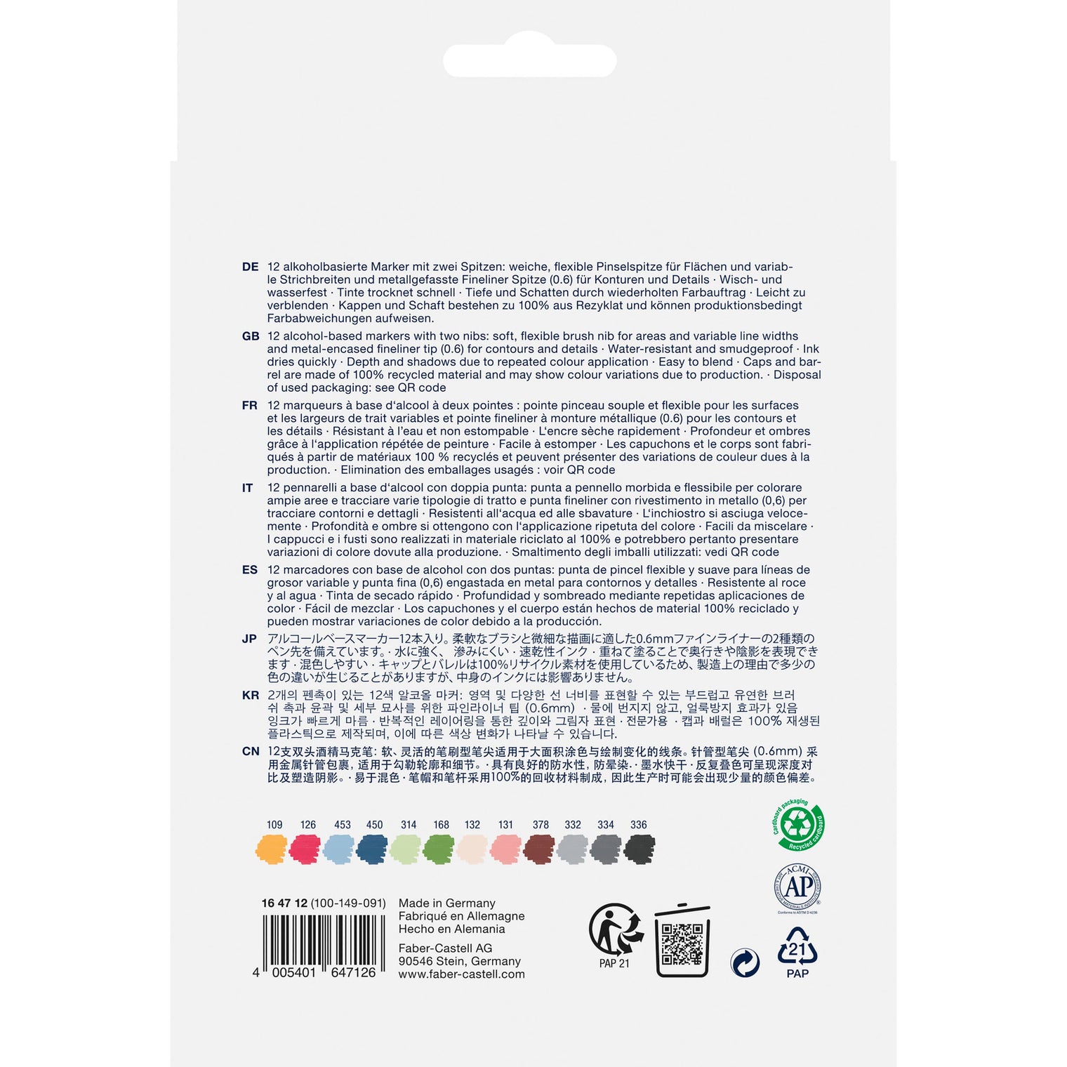 Goldfaber Sketch Markers, Vibrant Set – Wallet of 12 Dual Tip Alcohol Markers, Faber-Castell