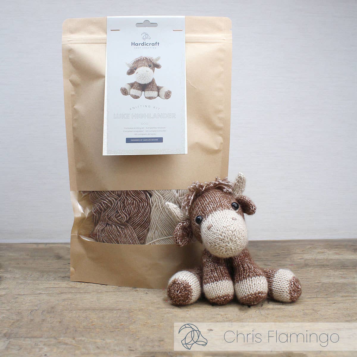 DIY Knitting Kit, Luke Highland Cow, Highland Cow Knitting Kit with Pattern, Yarn & Accessories, 2.5 mm Knitting Needles NOT Included