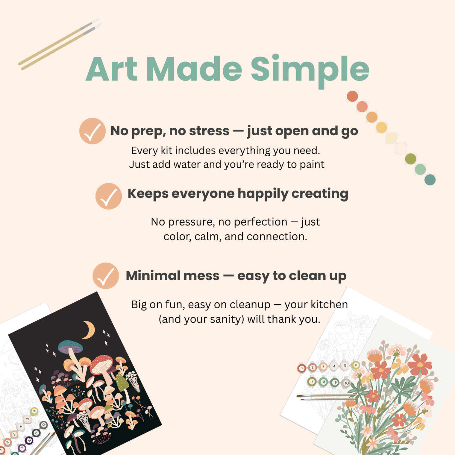 Zen Desert Meditative Paint by Number Kit – Easel Gift Set, Breathe People