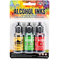Tim Holtz Alcohol Ink Set – 3 Colors- Multiple Variations (0.5 oz Bottles, Dye-Based, Multi-Surface)