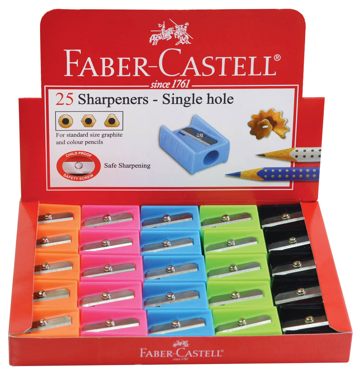 Faber-Castell Single Hole Pencil Sharpener – Assorted Colors (1 Piece)