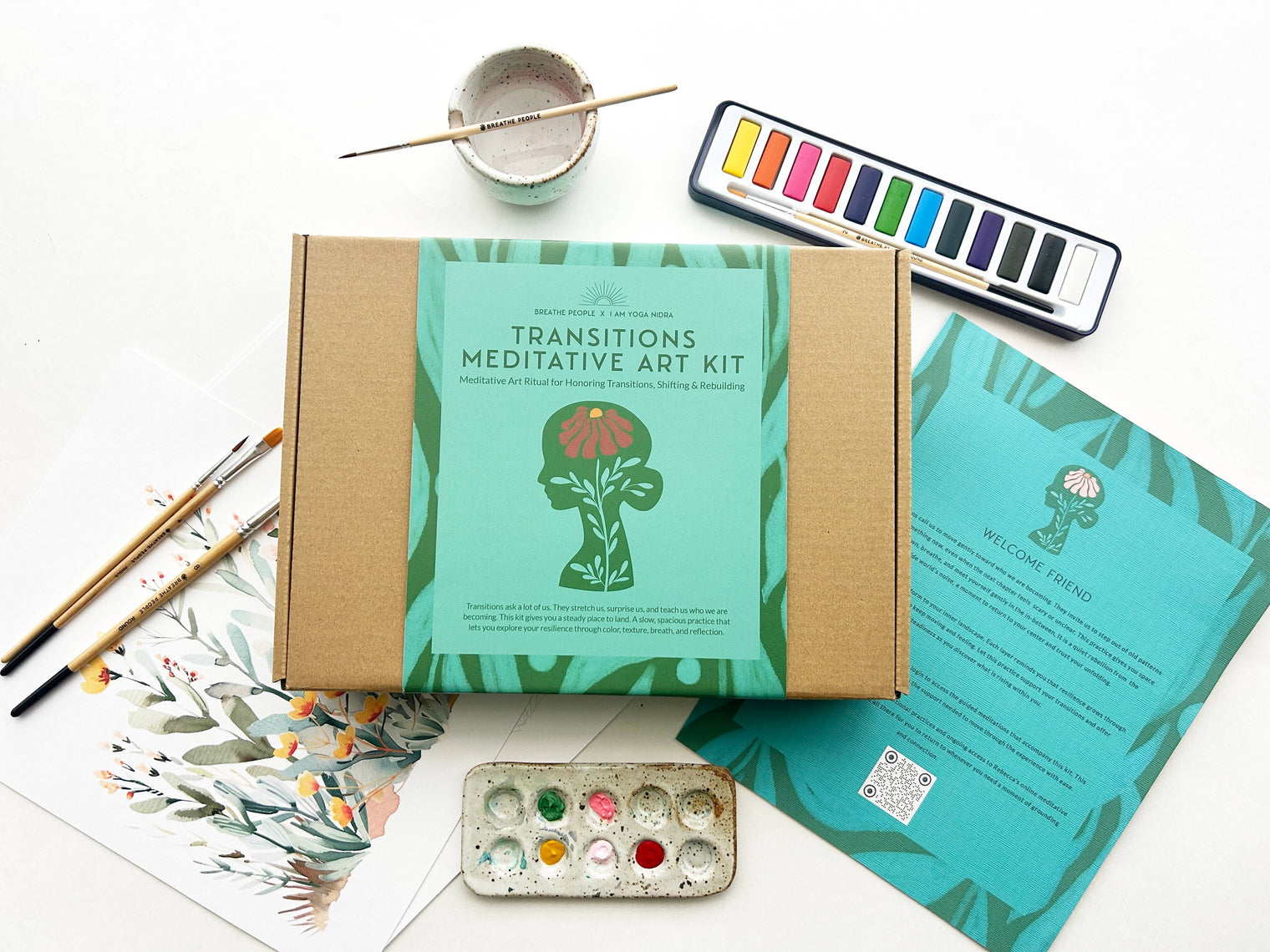 Gentle Transitions Meditative Art Kit – Watercolor, Journaling & Meditation Kit