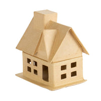 Premade Paper Mache House Box,  4" x 2-3/4" x 4-1/4" Craft House for Painting, Decorating & Seasonal Displays