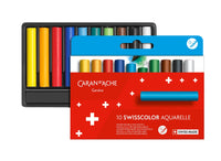 Caran d’Ache Set of 10 SWISSCOLOR Water-Soluble Wax Pastels – Colored Pastels in Cardboard Box