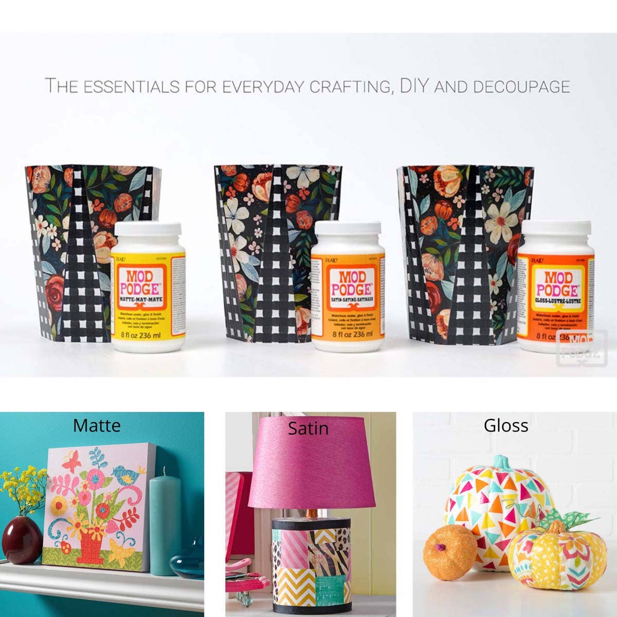 Mod Podge Gloss – All-in-One Glue, Sealer & Finish (Clear Gloss Formula)
