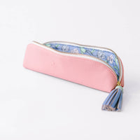 Luxe Slim Pencil Pouch, Rose Pink – Vegan Leather Floral Zipper Case, by Good Juju Ink