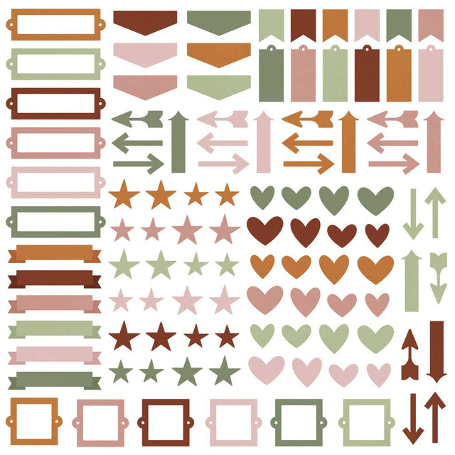 Simple Stories Color Vibe Chipboard Bits & Pieces Boho – 120 Die-Cut Chipboard Embellishments