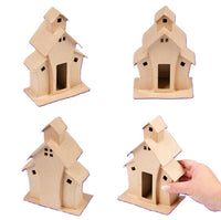 Premade Whimsical Paper Mache House, 4-1/4" x 7-1/2" x 3" Decorative Craft House for Painting & Seasonal Display