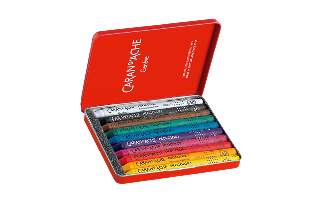 Caran d’Ache Neocolor I Wax Pastels – Set of 10 in Metal Box
