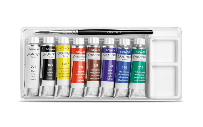 Studio Gouache Paint Set – Box of 8 x 10 ml Tubes, by Caran d’Ache
