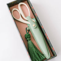 Ivory & Gold Heirloom Scissors with Case – Sage Green Vegan Leather Set, by Good Juju Ink