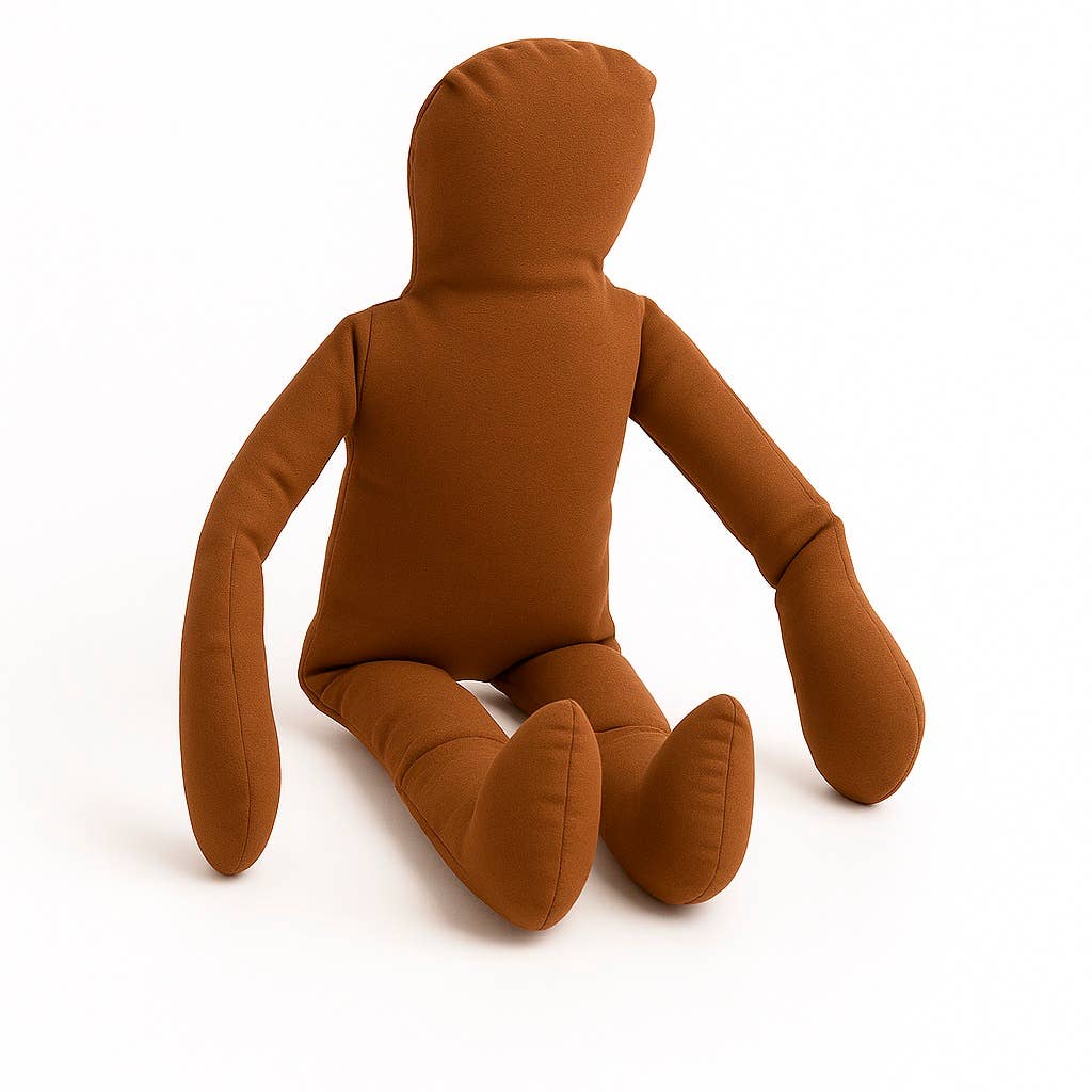 18" Pre-Stuffed Brown Muslin Doll Body, Soft Fabric Craft Base for Handmade & Comfort Dolls