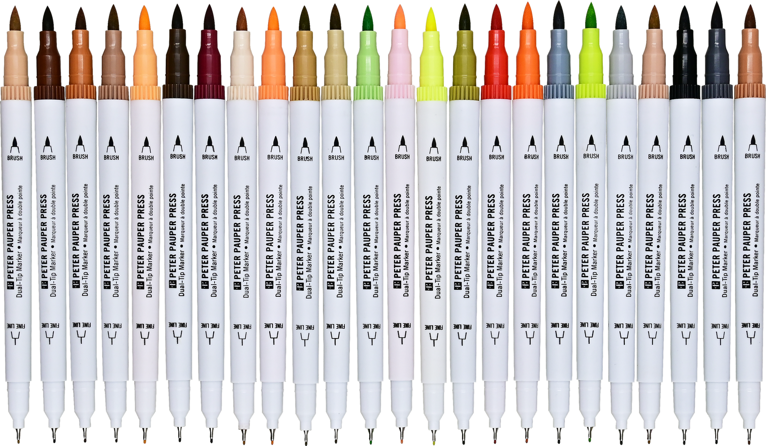 Studio Series Dual-Tip Skin Tone Markers Set of 24 – Fine Tip & Brush Tip Illustration Markers
