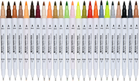 Studio Series Dual-Tip Skin Tone Markers Set of 24 – Fine Tip & Brush Tip Illustration Markers