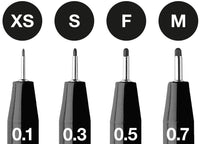 Pitt Artist Pens – #199 Black Set of 4 (XS, S, F, M), by Faber-Castell
